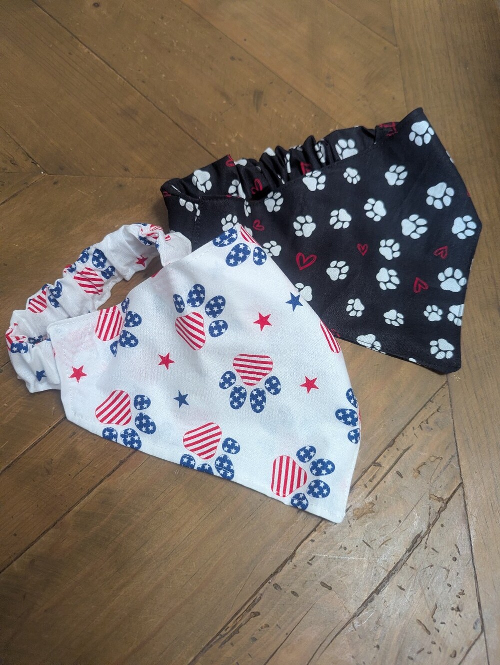 Red White Blue Elastic Dog Bandanas And Black Red Set Of 2